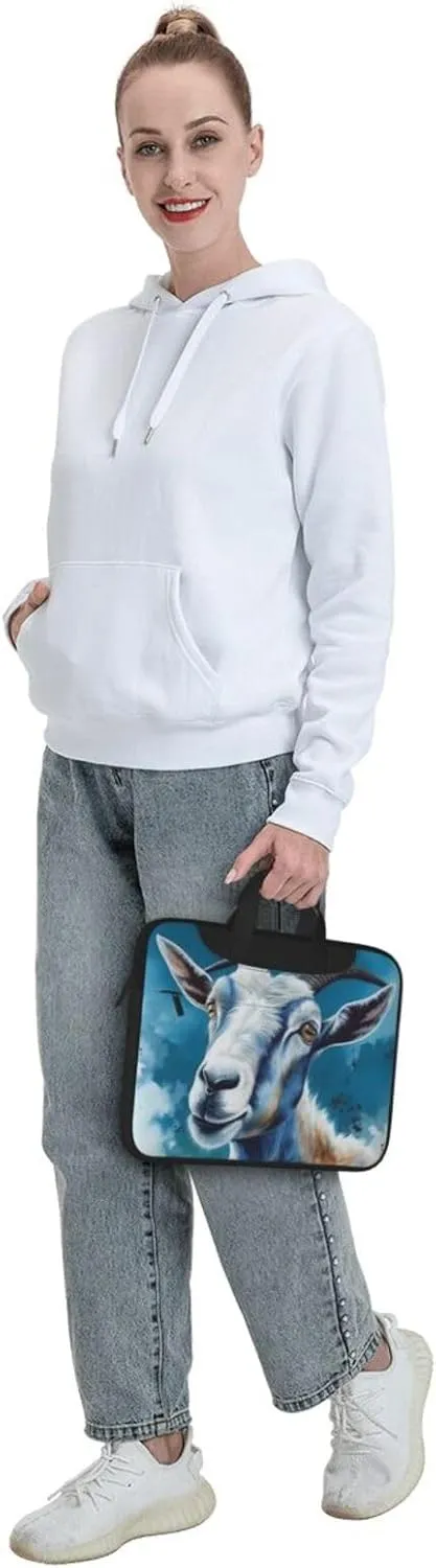 Blue Goat Print Laptop Tote Bag for Men Women Laptop Sleeve Shoulder Briefcase Messenger Computer Bag
