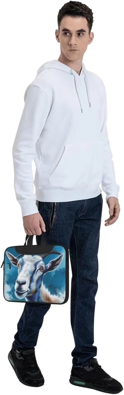 Blue Goat Print Laptop Tote Bag for Men Women Laptop Sleeve Shoulder Briefcase Messenger Computer Bag
