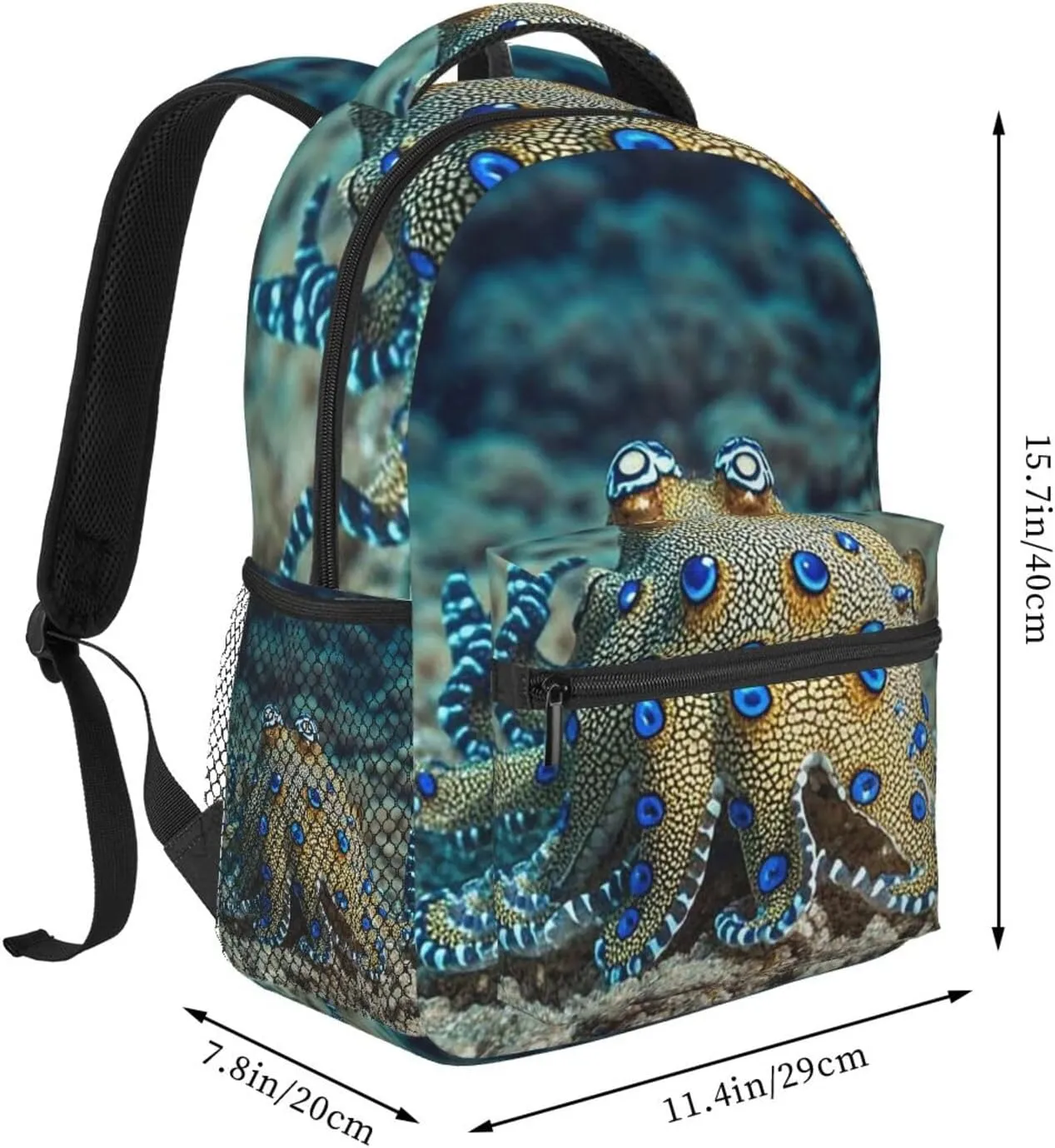 Blue Ringed Octopus5 Backpack for Men Women Casual Daypack Laptop Backpack Computer Bag Travel Laptop Bag