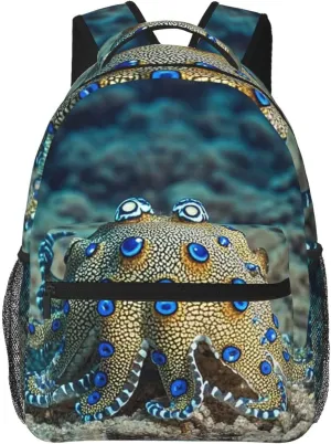 Blue Ringed Octopus5 Backpack for Men Women Casual Daypack Laptop Backpack Computer Bag Travel Laptop Bag