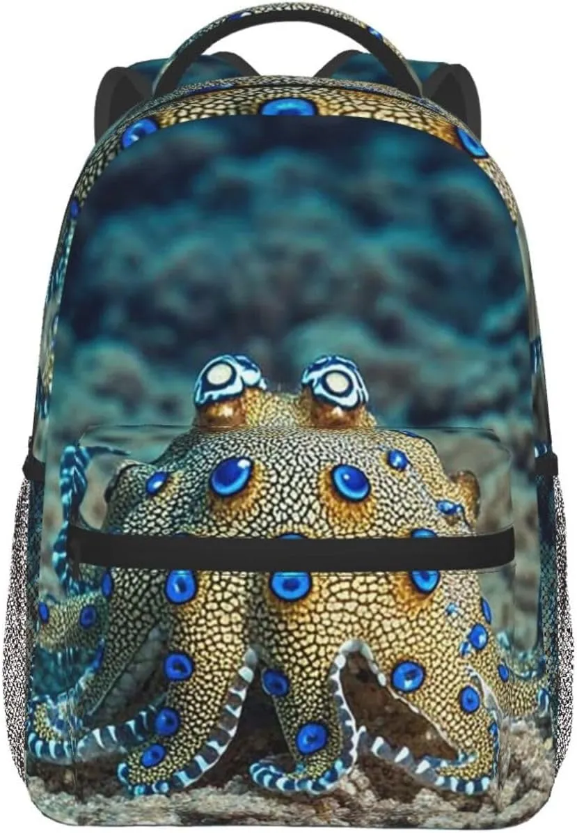 Blue Ringed Octopus5 Backpack for Men Women Casual Daypack Laptop Backpack Computer Bag Travel Laptop Bag