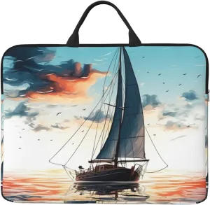Blue Sailboat Laptop Case Sleeve 14" Laptop Bag Shockproof Computer Carrying Cover Protective Notebook Case