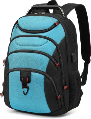 Boavan Laptop Backpack for men, 15.6 inch Laptop Bag with USB Port, Waterproof Travel Work Backpack Purse, Anti-Theft Teacher Nurse Doctor Casual Bookbags Office Business backpack，Sky Blue/Black
