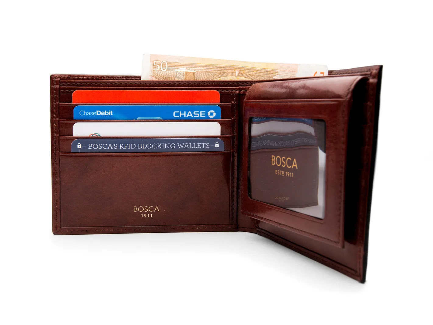 Bosca Men's Old Leather Collection - Credit Wallet w/ I.D. Passcase