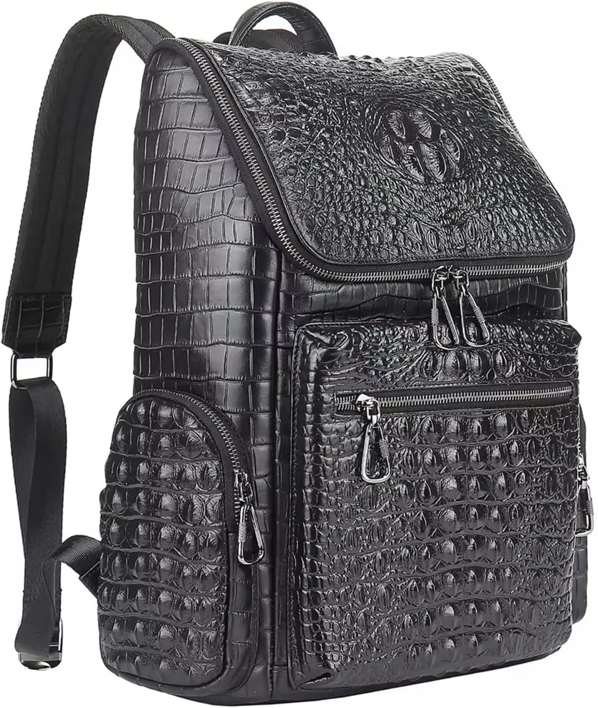 boshiho Real Leather Laptop Backpack Fashion Travel Bag Daypack for Men (L - Metal Zipper Pull)