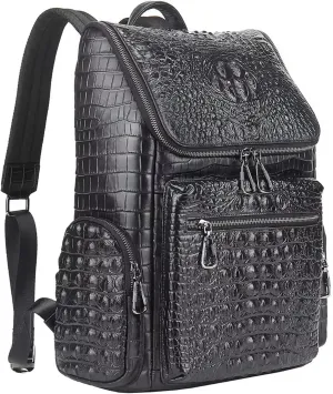 boshiho Real Leather Laptop Backpack Fashion Travel Bag Daypack for Men (L - Metal Zipper Pull)