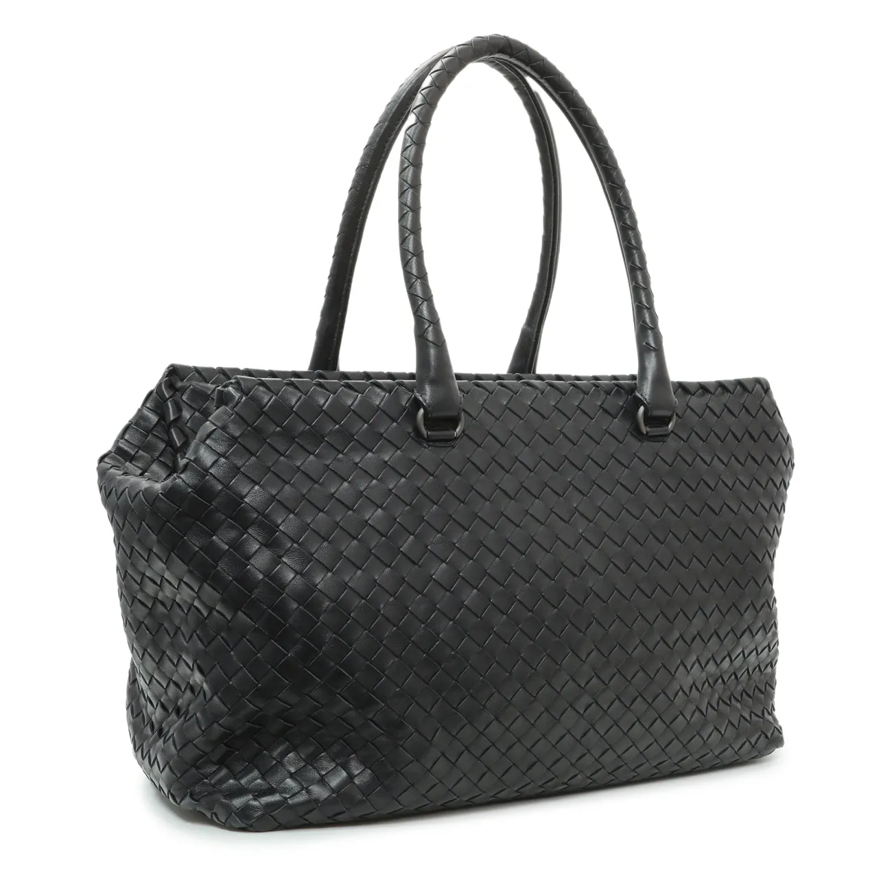 Bottega Veneta Black Nappa Intrecciato Brick Tote