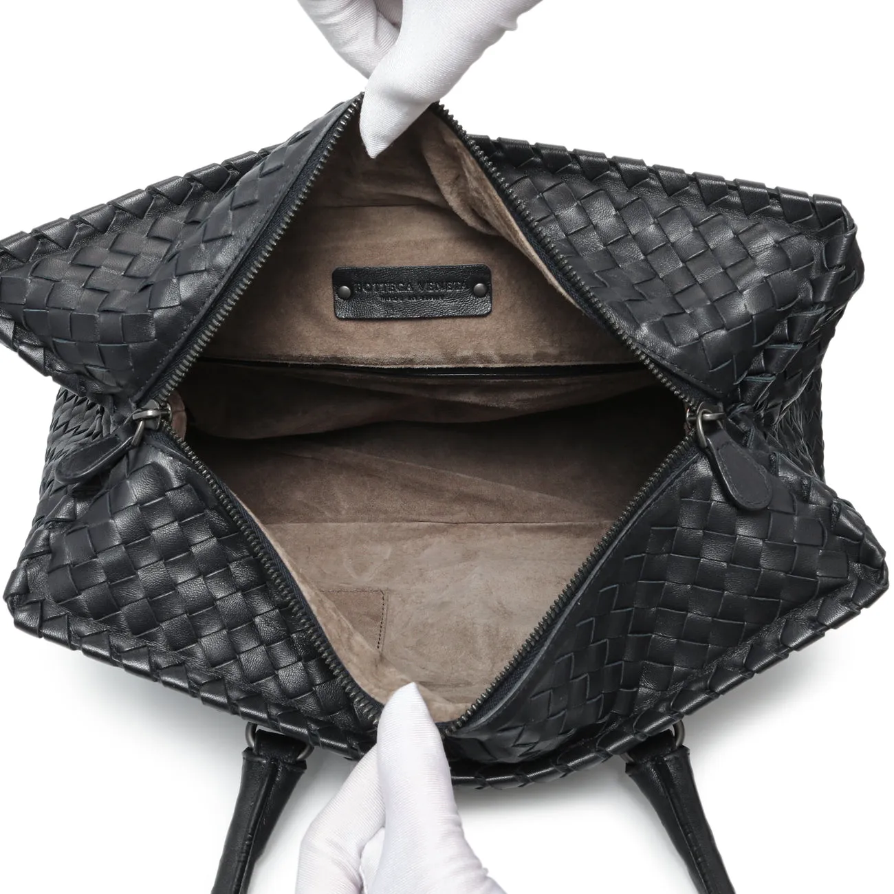 Bottega Veneta Black Nappa Intrecciato Brick Tote