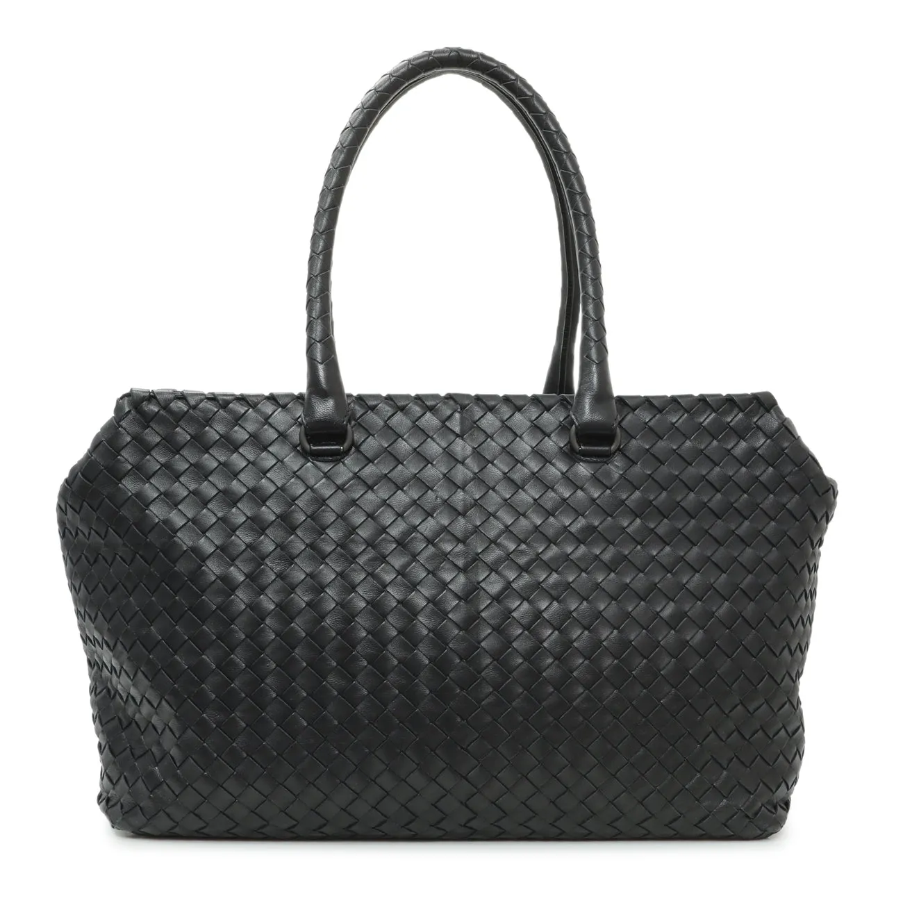 Bottega Veneta Black Nappa Intrecciato Brick Tote