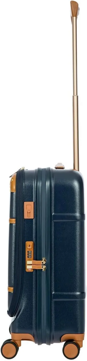 Bric's Bellagio 2.0 Spinner Trunk with Pocket - 21" Carry On Suitcase - TSA Approved Luggage - Blue