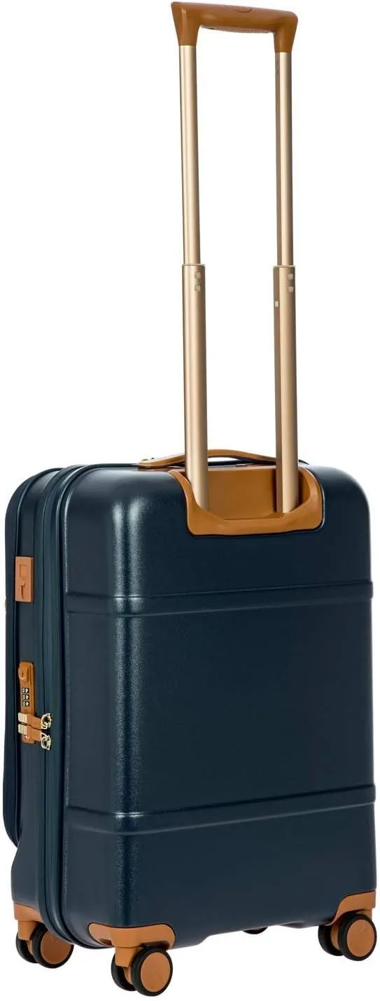 Bric's Bellagio 2.0 Spinner Trunk with Pocket - 21" Carry On Suitcase - TSA Approved Luggage - Blue