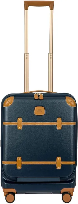 Bric's Bellagio 2.0 Spinner Trunk with Pocket - 21" Carry On Suitcase - TSA Approved Luggage - Blue