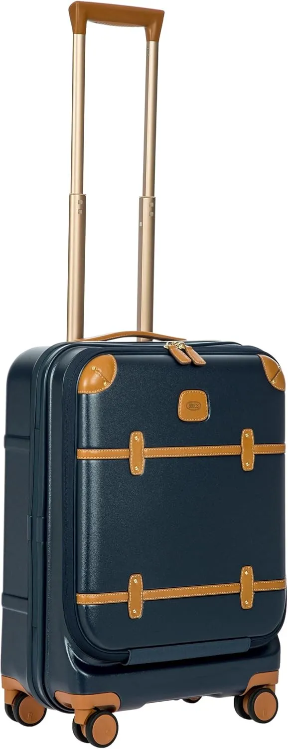 Bric's Bellagio 2.0 Spinner Trunk with Pocket - 21" Carry On Suitcase - TSA Approved Luggage - Blue