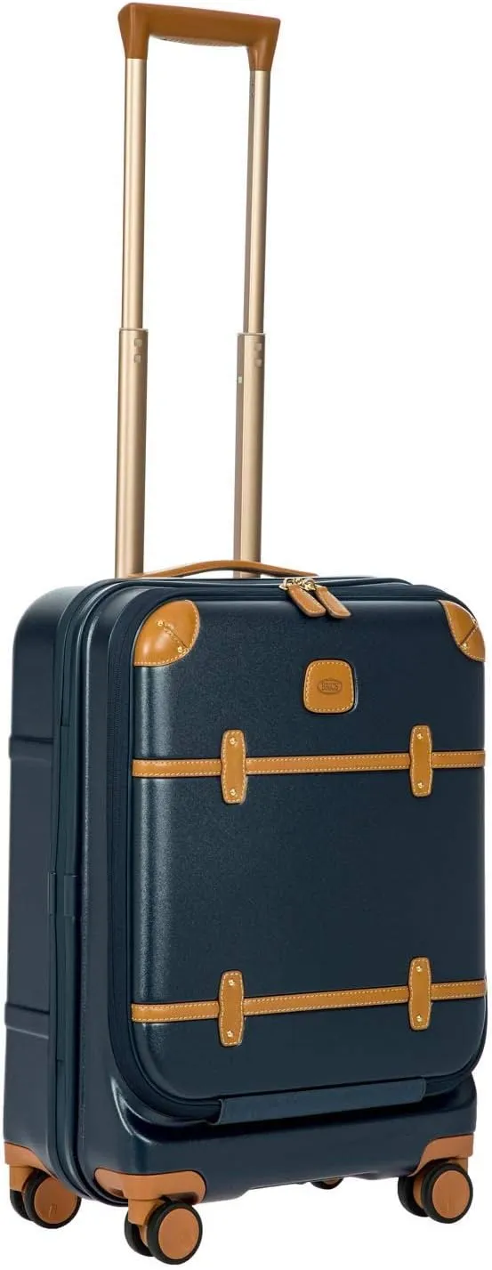 Bric's Bellagio 2.0 Spinner Trunk with Pocket - 21" Carry On Suitcase - TSA Approved Luggage - Blue