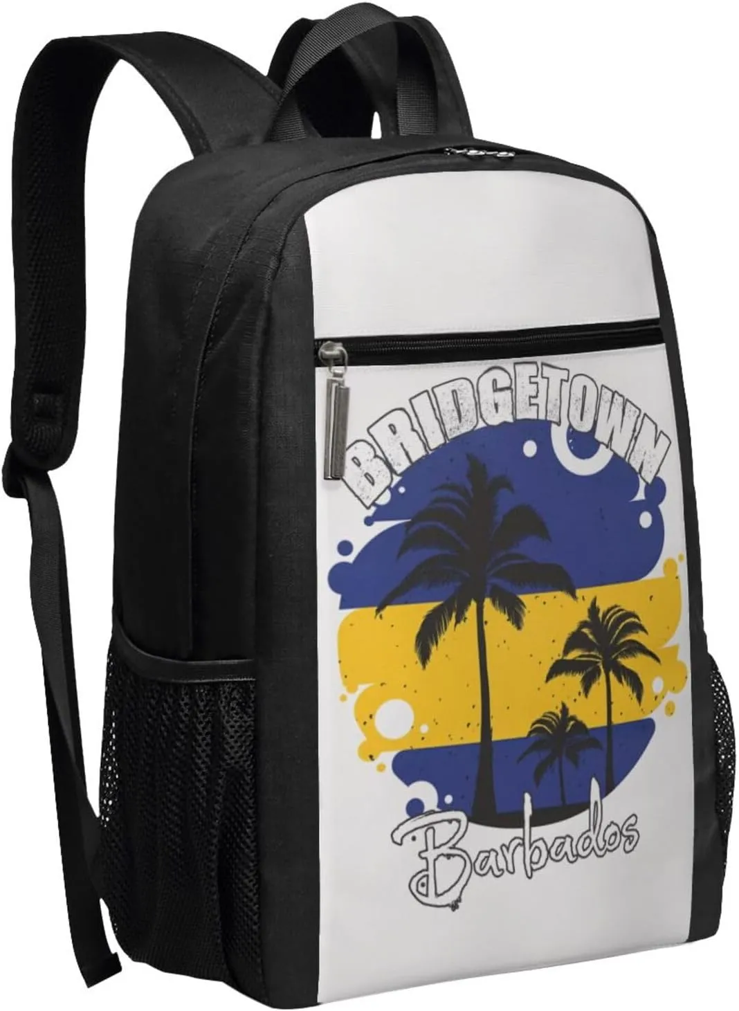Bridgetown Barbados Flag Sunset Casual Backpacks Sports Backpack Large Capacity Travel Rucksack Laptop Daypack with Multi-Pockets Adjustable Strap Work Bag for Hiking