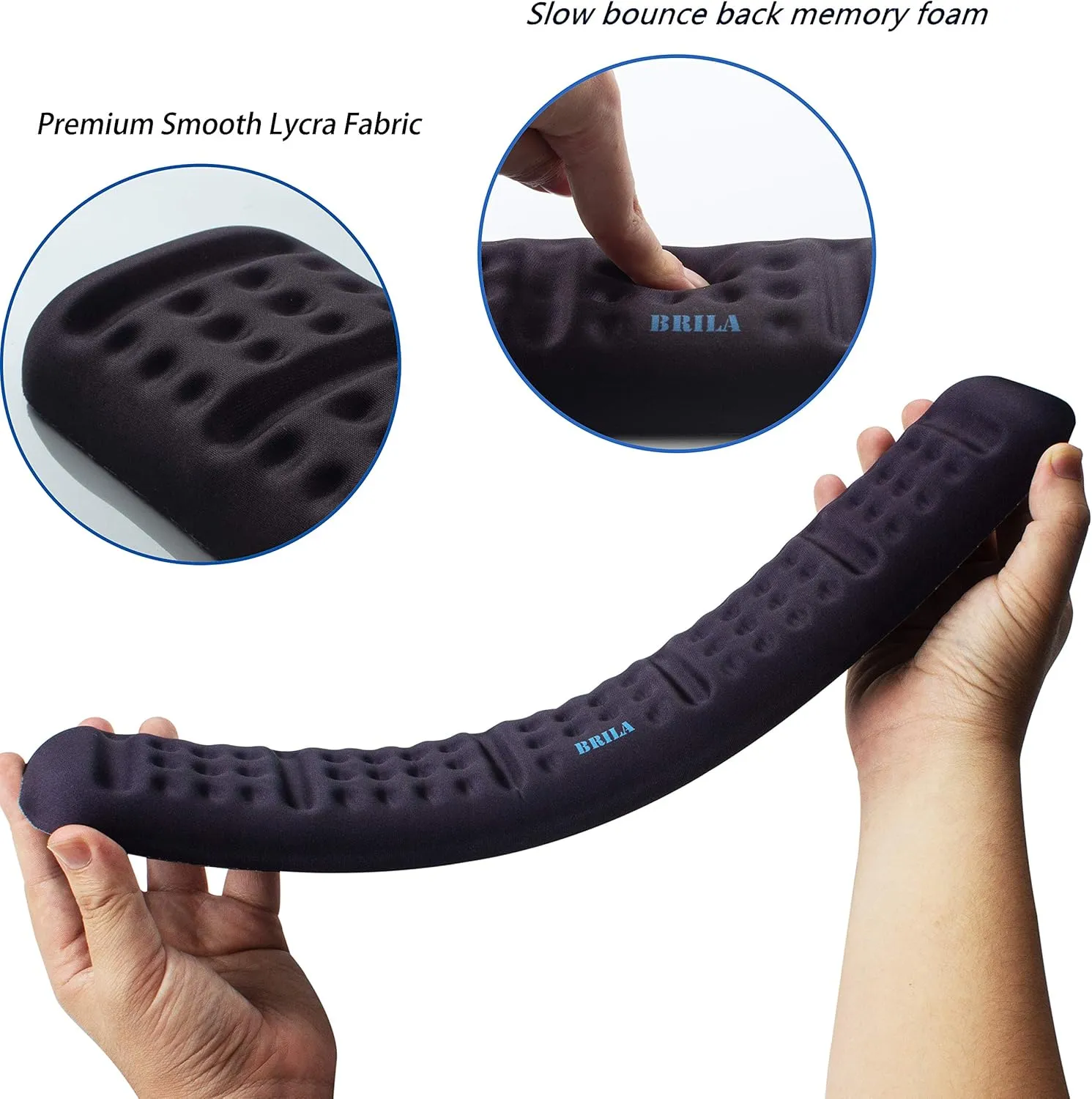 BRILA Upgraded Ergonomic Keyboard Wrist Rest Support Cushion Pad, Comfy Soft Memory Foam Gel Padding Non-Slip Large Keyboard Wrist Hand Elbow Palm Support Pad for Office Work & PC Gaming