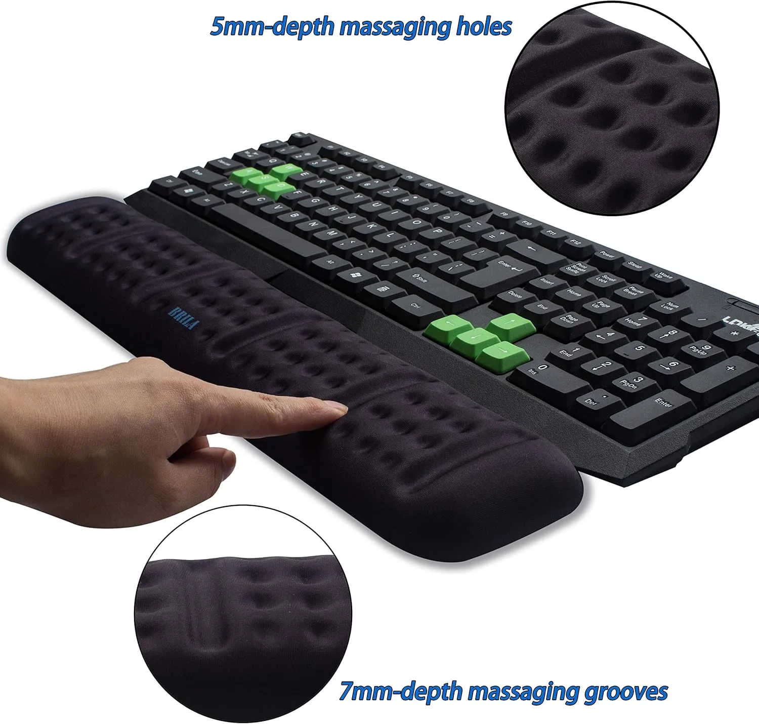 BRILA Upgraded Ergonomic Keyboard Wrist Rest Support Cushion Pad, Comfy Soft Memory Foam Gel Padding Non-Slip Large Keyboard Wrist Hand Elbow Palm Support Pad for Office Work & PC Gaming