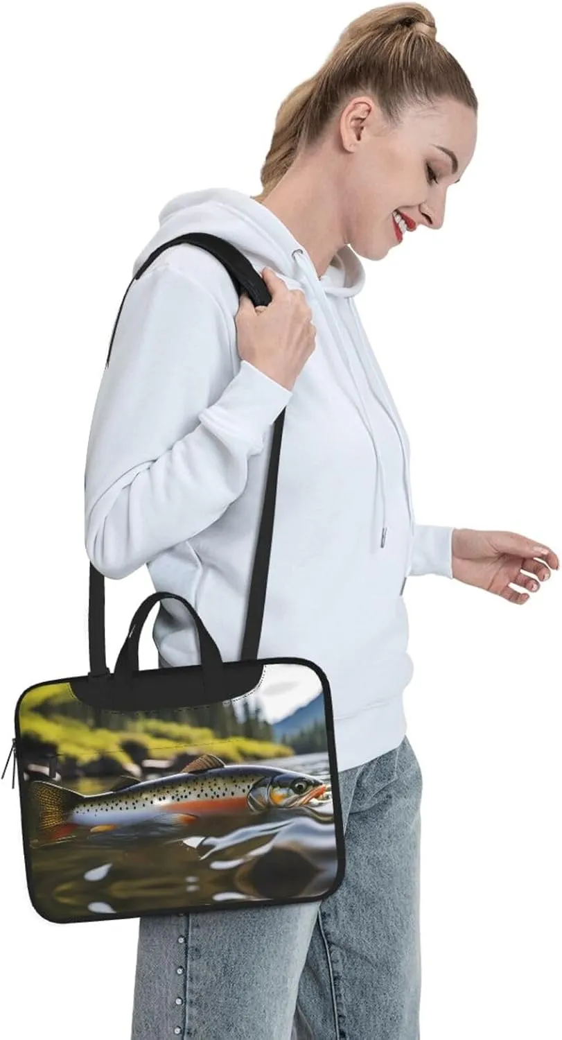 Brook Trout Fly Fishing Prints Laptop Bag - with Soft Interior, Multiple Pockets - Ideal for Men, Travel and Business