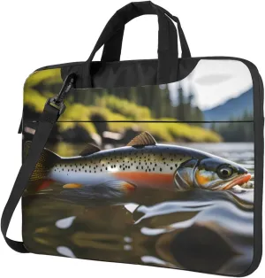 Brook Trout Fly Fishing Prints Laptop Bag - with Soft Interior, Multiple Pockets - Ideal for Men, Travel and Business