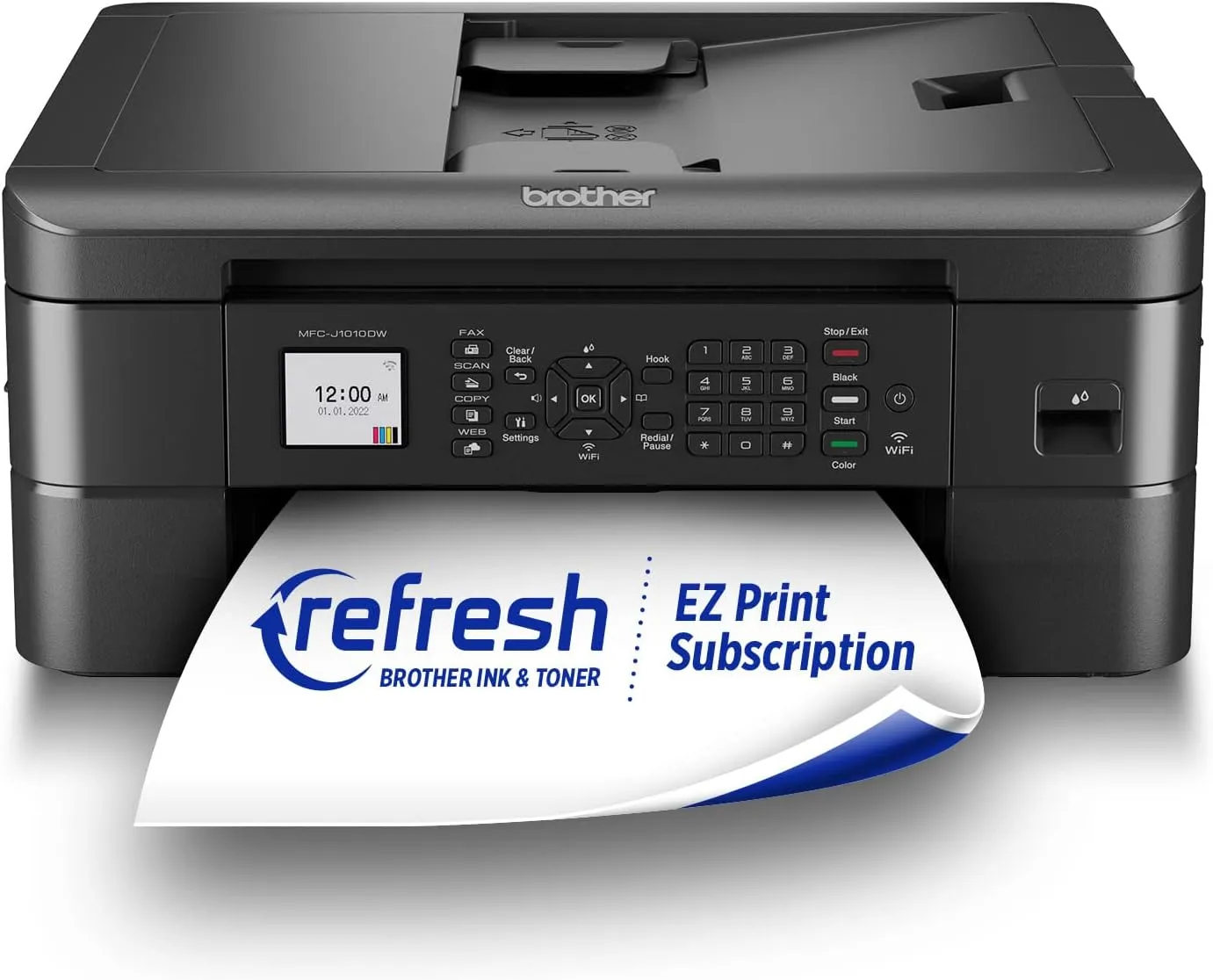 Brother MFC-J1010DW Wireless Color Inkjet All-in-One Printer with Mobile Device and Duplex Printing, Refresh Subscription and Works with Alexa