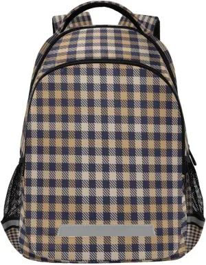 Brown Glen Plaid Backpack Laptop Backpacks Book Bags Water Resistant Daypack Durable College Shoulder Bag Sports Travel Day Pack