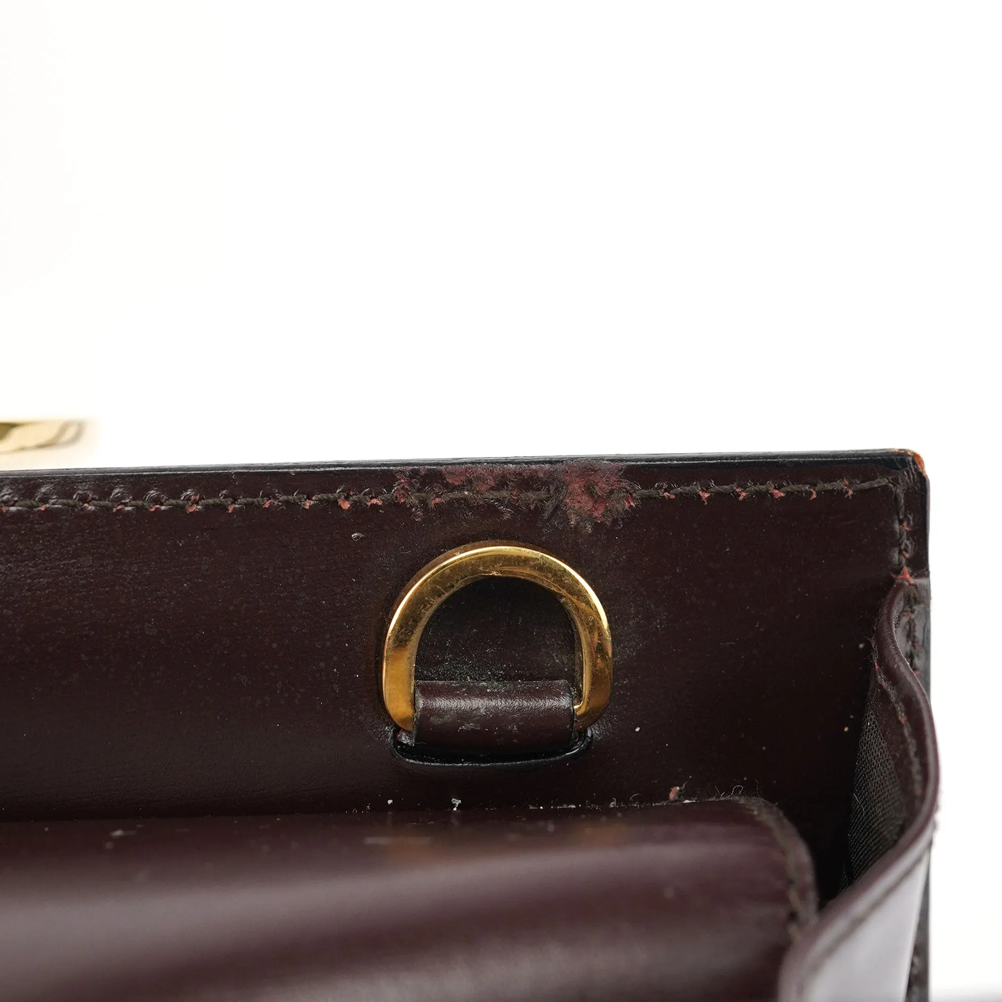 Brown Leather Gold 2-Way Top Handle Bag