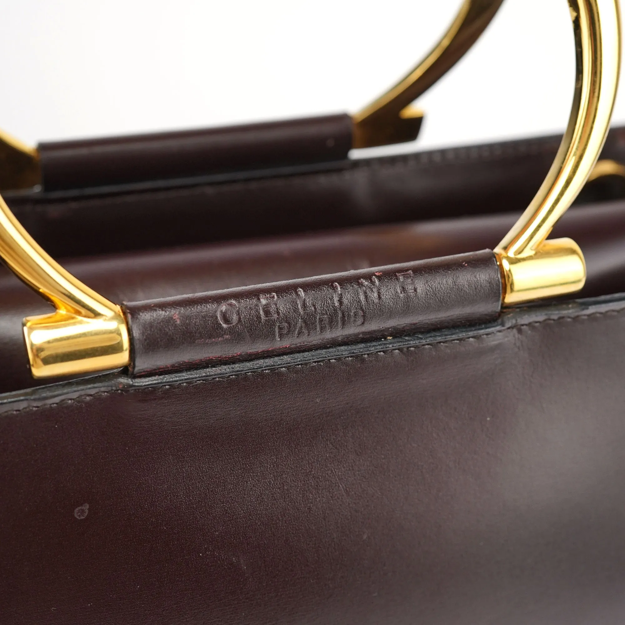 Brown Leather Gold 2-Way Top Handle Bag