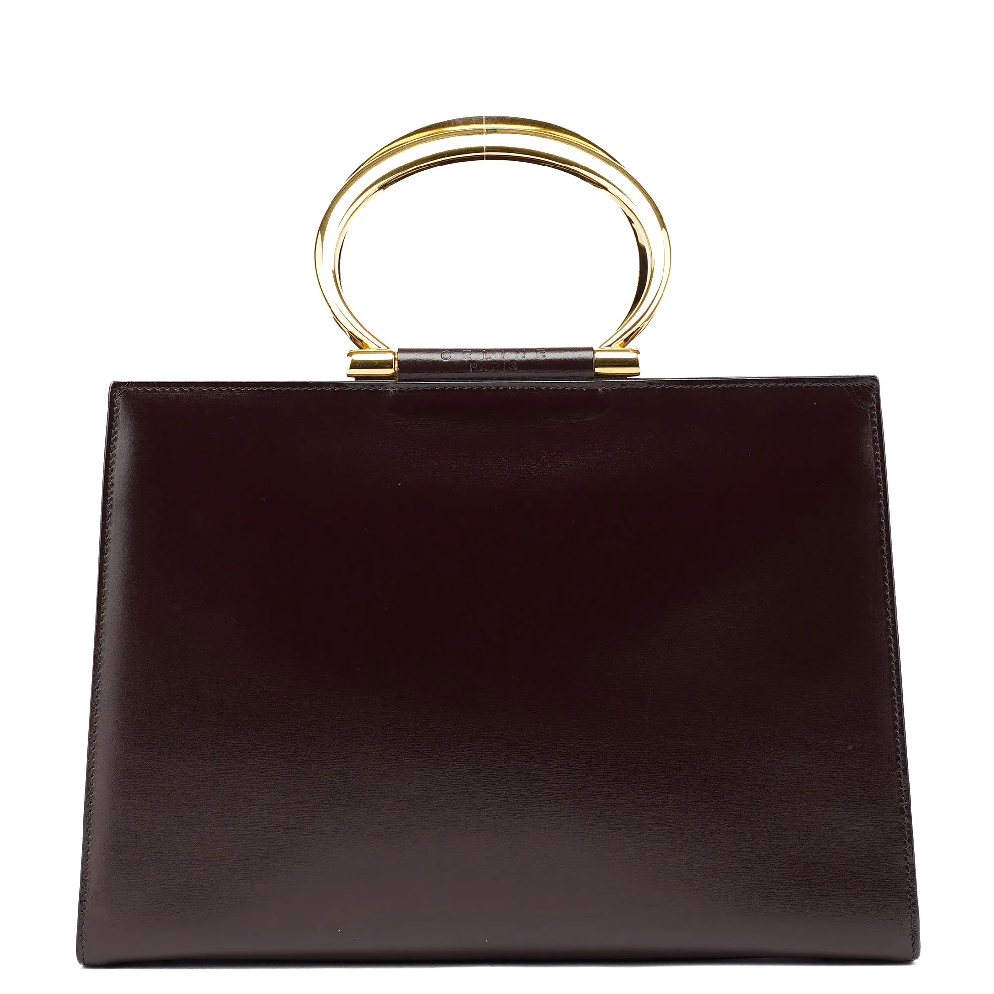 Brown Leather Gold 2-Way Top Handle Bag