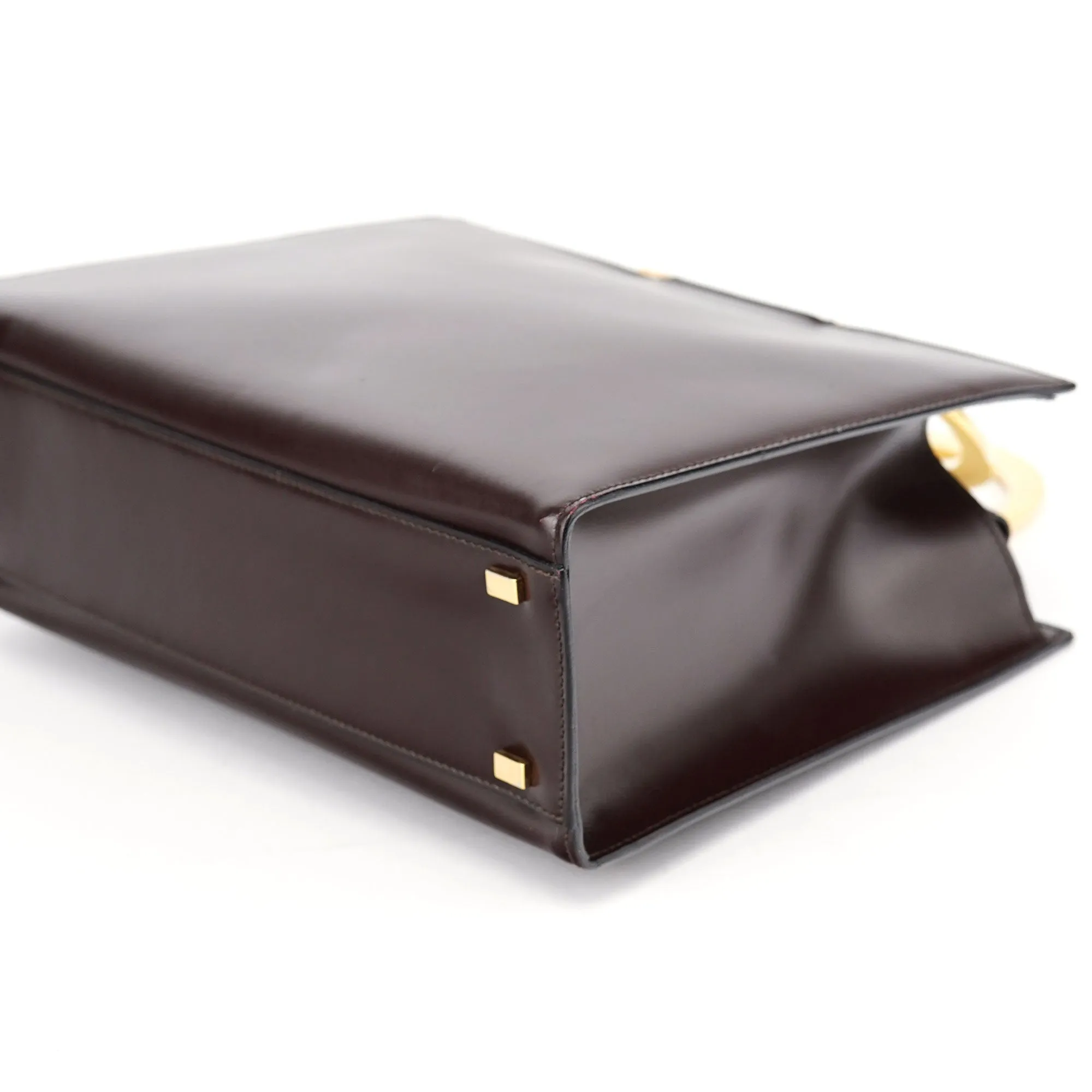 Brown Leather Gold 2-Way Top Handle Bag