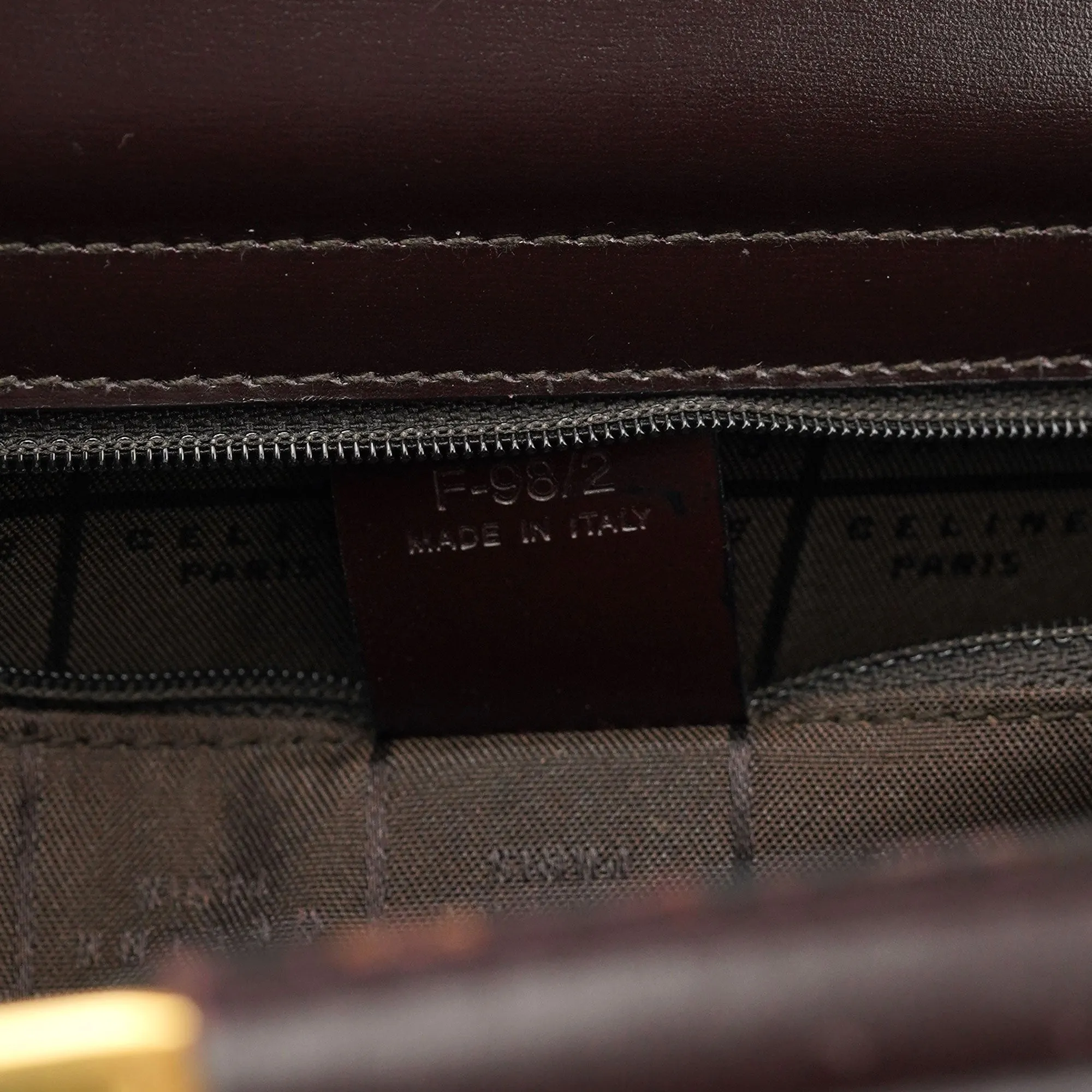 Brown Leather Gold 2-Way Top Handle Bag