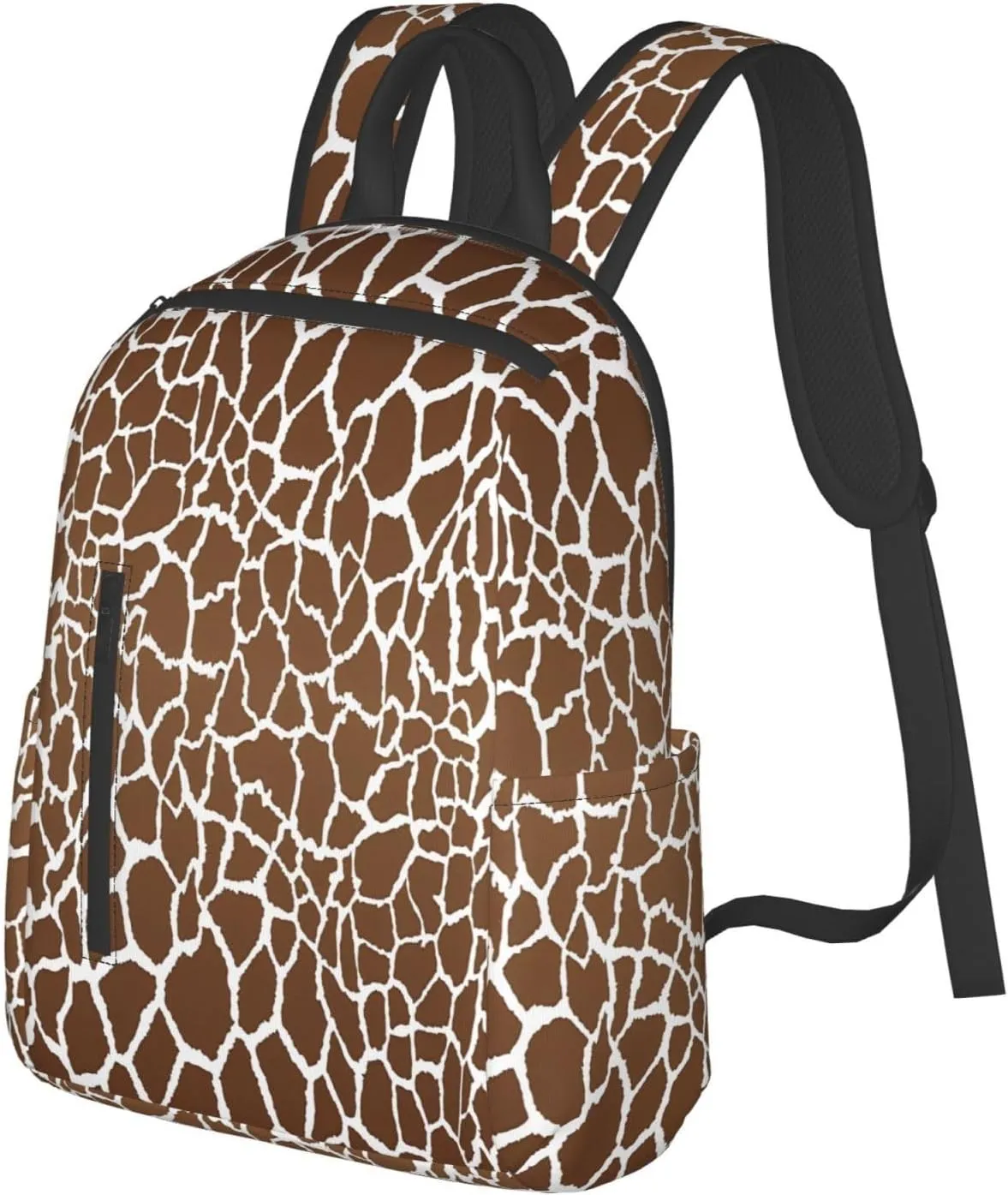 Brown White Giraffe Print Casual Backpacks Large Capacity Laptop Backpack Sports Rucksack Travel Daypack Adjustable Shoulder Strap Work Bag for Outdoor Camping