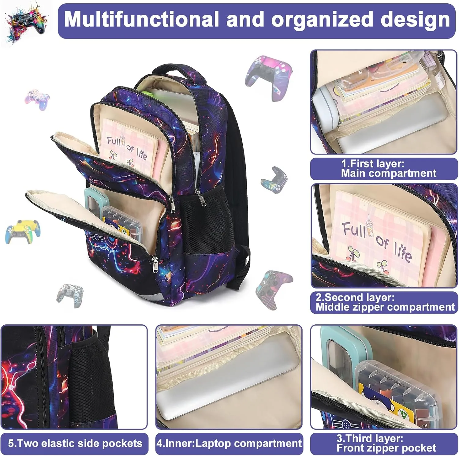 BTOOP Girls Backpack Kids Boys Elementary Bookbag Girly School Bag with Insulated Lunch Tote and Pencil Pouch