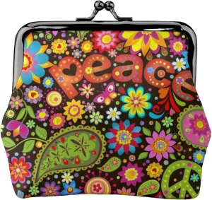 Buckle Coin Purses Hippie Symbolic Women Girl Travel Kiss-Lock Wallet Bag Change Purse
