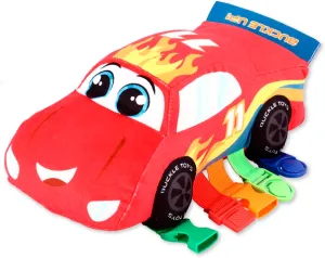 Buckle Toys Bullet Racecar Stuffed Animal Montessori Toys for Toddlers 1-3 Sensory Toys to Develop Fine Motor Skills and Learn Shapes and Colors, Travel Essentials for Kids, Includes Storage Pocket