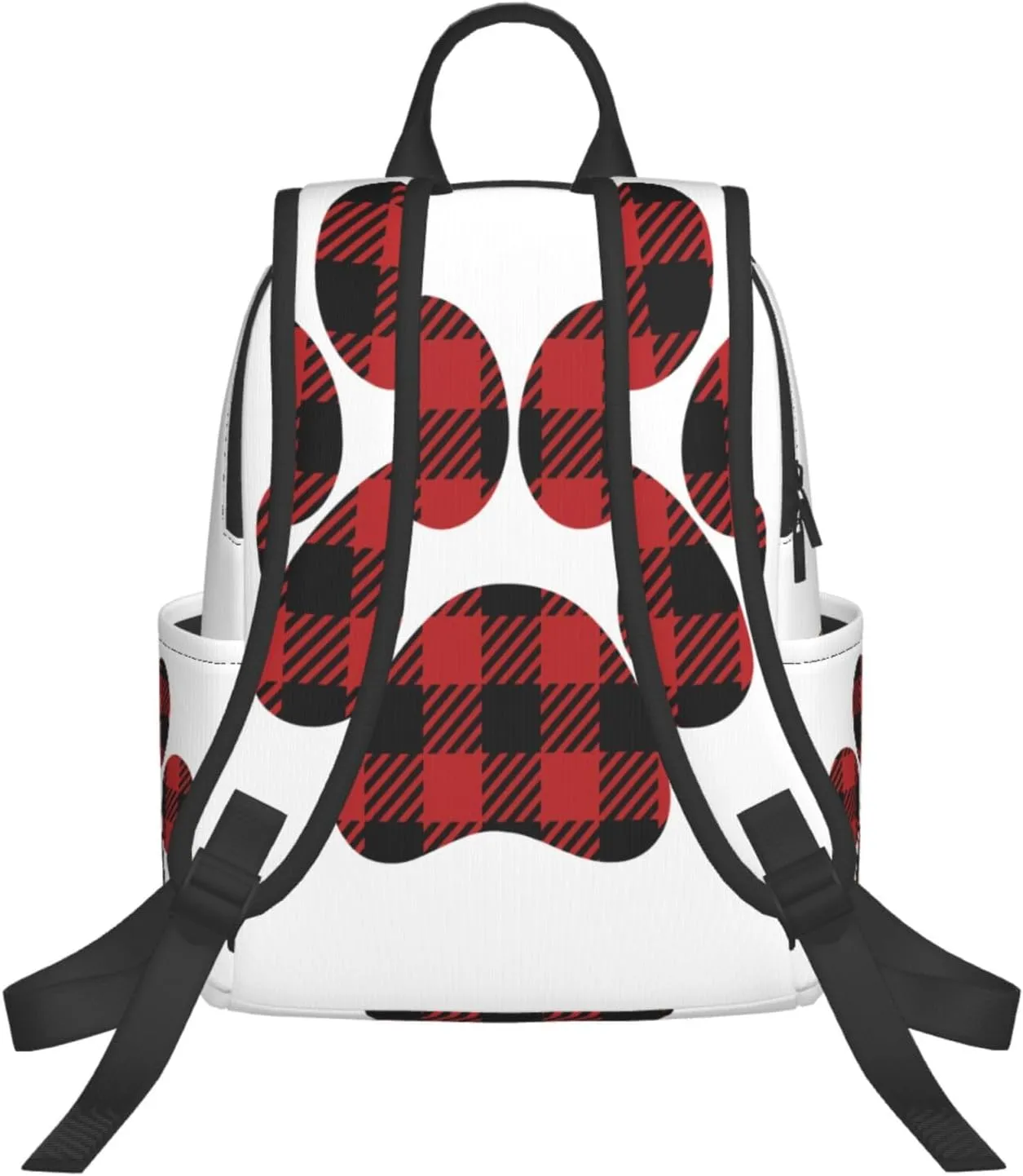 Buffalo Plaid Paw Casual Backpacks Large Capacity Laptop Backpack Sports Rucksack Travel Daypack Adjustable Shoulder Strap Work Bag for Outdoor Camping