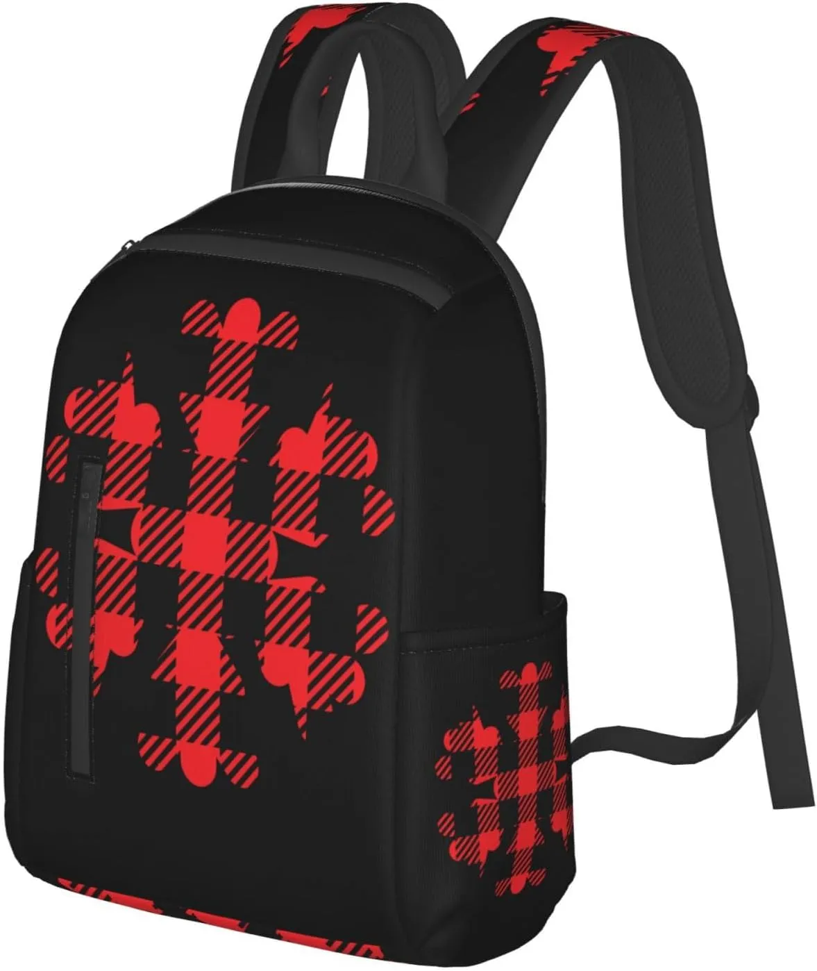 Buffalo Plaid Snowflake Casual Backpacks Large Capacity Laptop Backpack Sports Rucksack Travel Daypack Adjustable Shoulder Strap Work Bag for Outdoor Camping