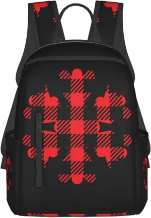 Buffalo Plaid Snowflake Casual Backpacks Large Capacity Laptop Backpack Sports Rucksack Travel Daypack Adjustable Shoulder Strap Work Bag for Outdoor Camping