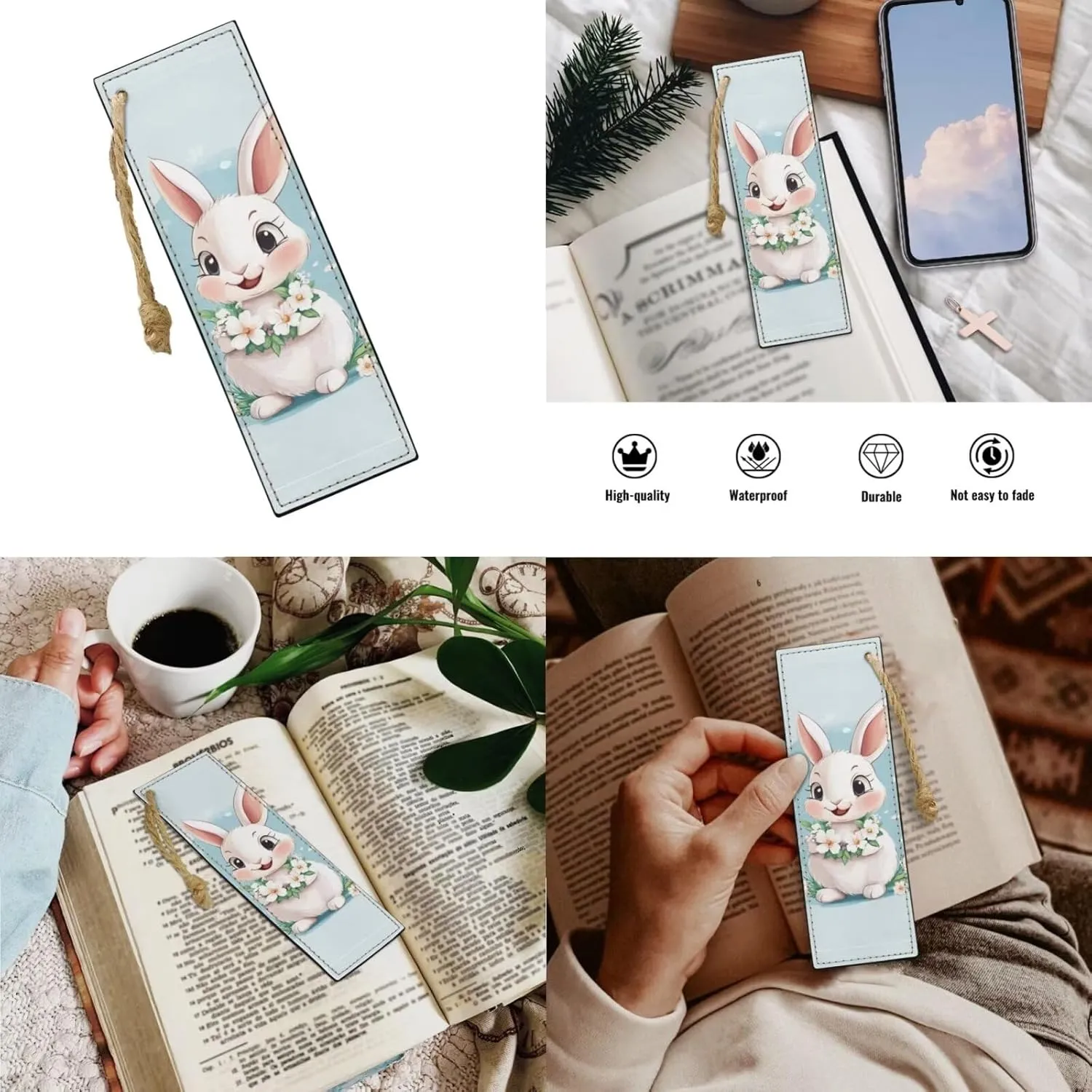Bunny School Backpack for Kids Girls Backpack with Lunch Box Pencil Case 4 Pcs Cute Bookbag with Side Pockets 17" Aesthetic Elementary School Bag for Girls