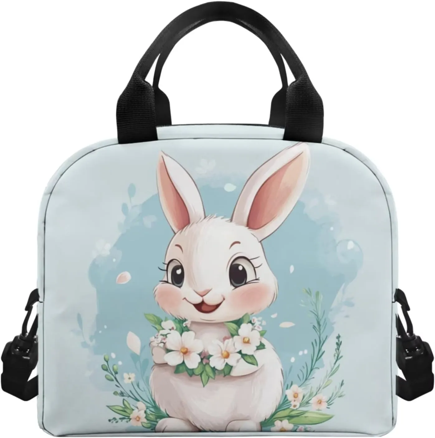 Bunny School Backpack for Kids Girls Backpack with Lunch Box Pencil Case 4 Pcs Cute Bookbag with Side Pockets 17" Aesthetic Elementary School Bag for Girls