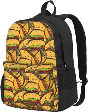 Burger Tacos Hot Dog Backpack for Women Men Worker Teacher Business Travel Backpacks Shoulders Bag Daypack Bookbag with Mesh Pockets
