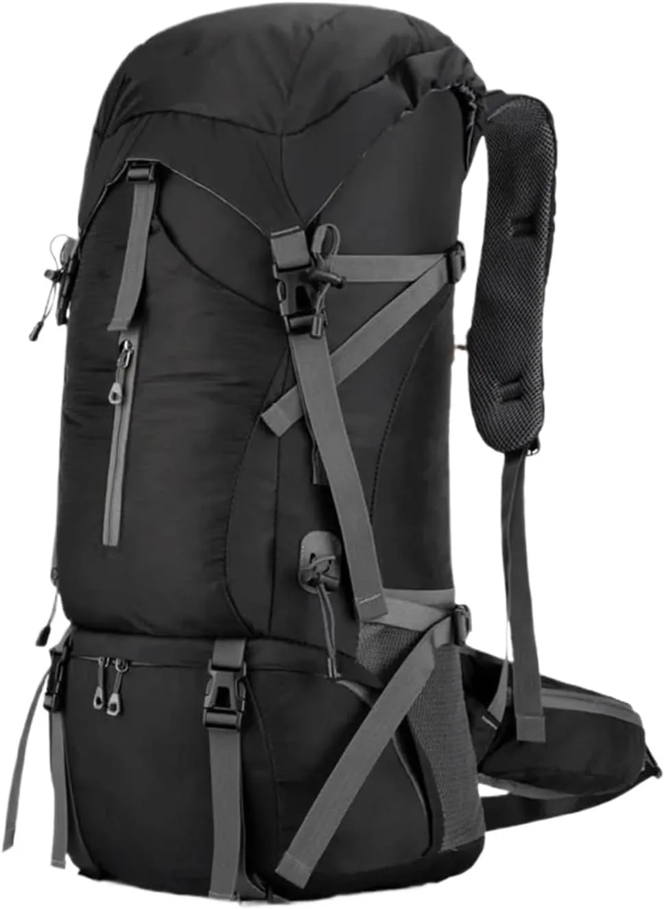 Business Backpack Camping Travel With Rain Cover Outdoor Mountaineering Backpack Shoulder Mountaineering Bag(Black)