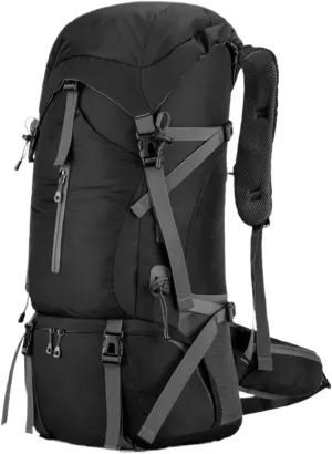 Business Backpack Camping Travel With Rain Cover Outdoor Mountaineering Backpack Shoulder Mountaineering Bag(Black)