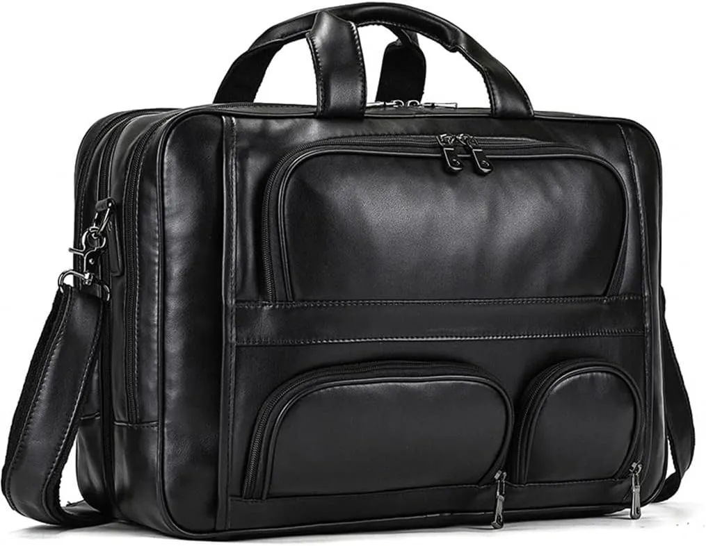 Business Leather Men's Handbag Commuter Business Trip Briefcase Computer Bag Shoulder Crossbody Bag