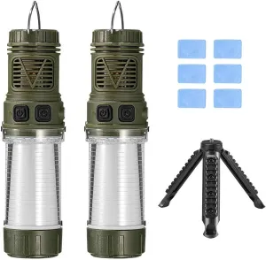 Buzz Defense Portable, BuzzDefense Dual Mode Camping Lantern, 4000mAh Cordless 3-in-1 Camping Lantern，Type-C Fast Charging, Waterproof LED Flashlight with Tripod for Hiking Picnic (Black*2)