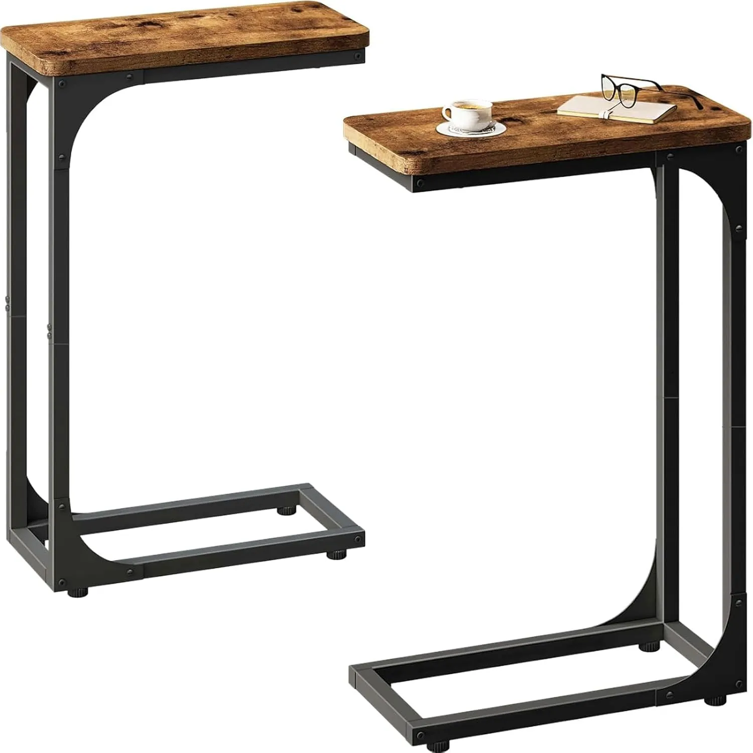 C Shaped End Table, Side Table TV Tray Overbed Table for Small Spaces Narrow Couch Living Room Bedroom Bedside Sofa