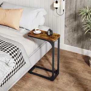 C Shaped End Table, Side Table TV Tray Overbed Table for Small Spaces Narrow Couch Living Room Bedroom Bedside Sofa
