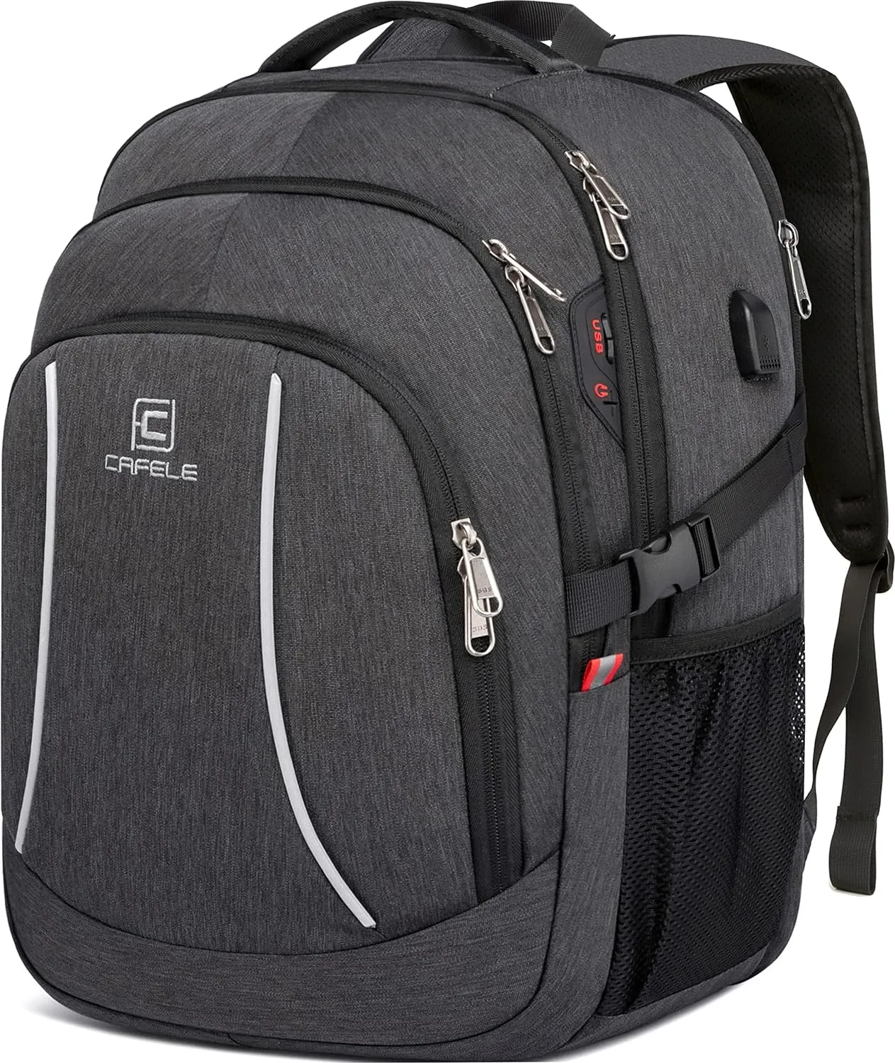 CAFELE Backpack,17.3in Durable Travel Laptop Backpack, College Backpack,RFID Anti Theft Pocket Big Business Computer Bag,Water Resistant School Bookbag for Teens Men Women,Gifts Grey