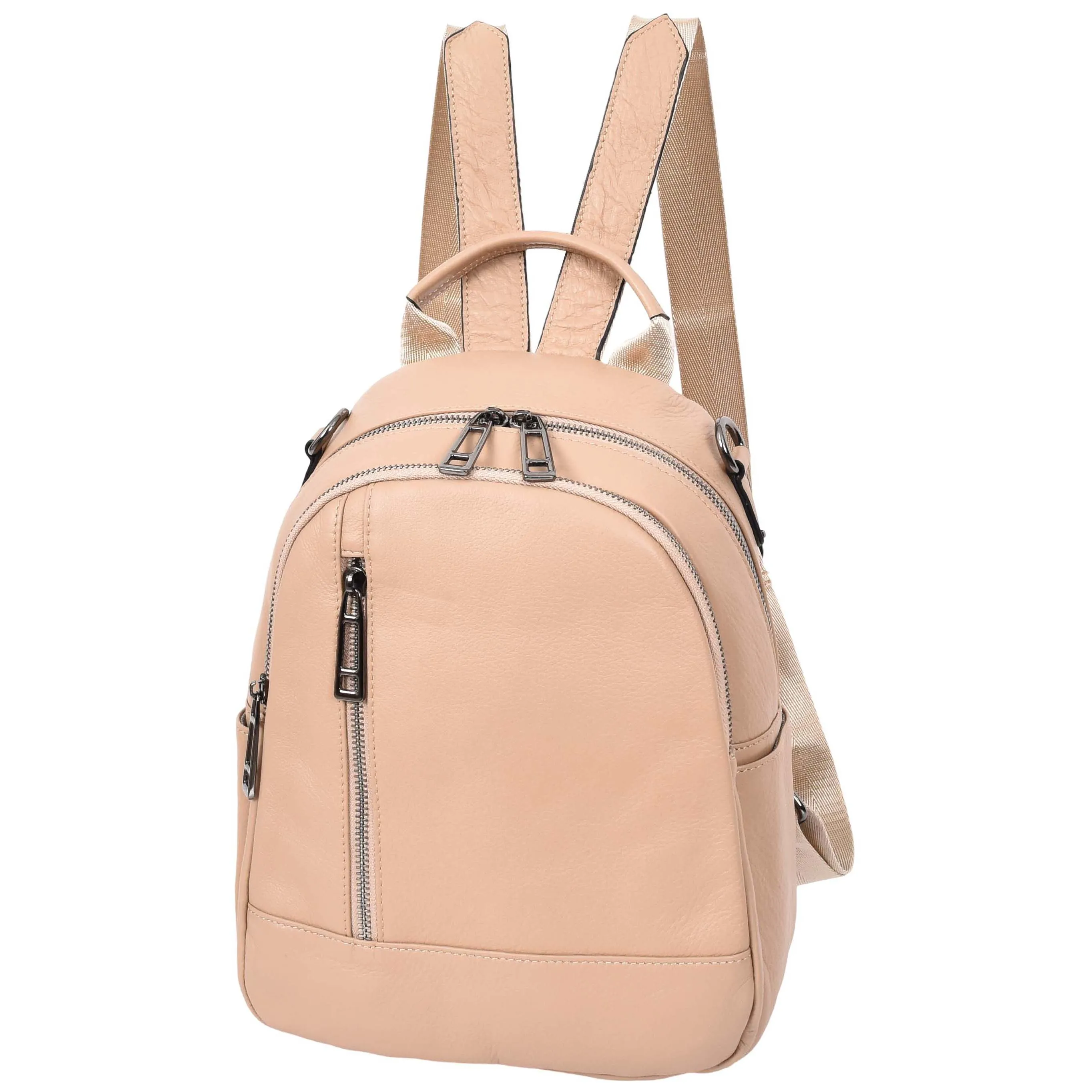 Calgary Women's Organiser Genuine Leather Backpack Rose