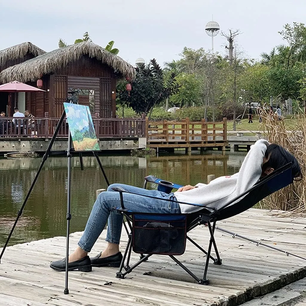 Camping Chair Outdoor Folding Fishing Chairs Siesta Recliner Bed Camping Beach Chair High Back Camping Chair with Pillow (Color : Green, Size : 50 * 58 * 90cm)