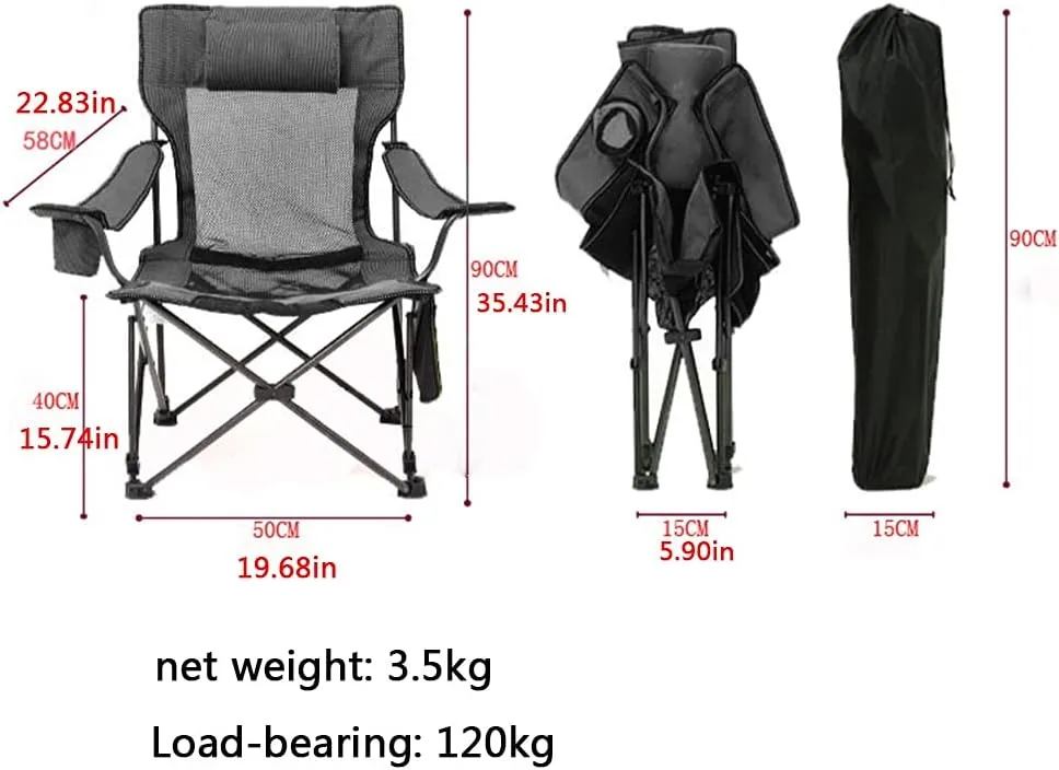 Camping Chair Outdoor Folding Fishing Chairs Siesta Recliner Bed Camping Beach Chair High Back Camping Chair with Pillow (Color : Green, Size : 50 * 58 * 90cm)